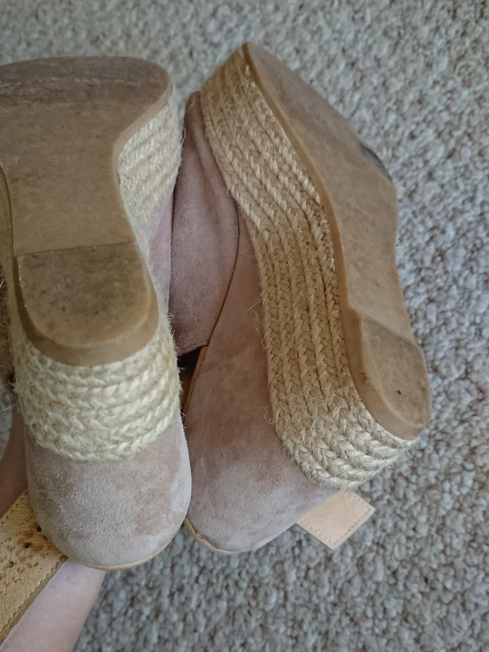 Cordani Taupe Open Toe Espadrille Suede Wedge Sandals size 6